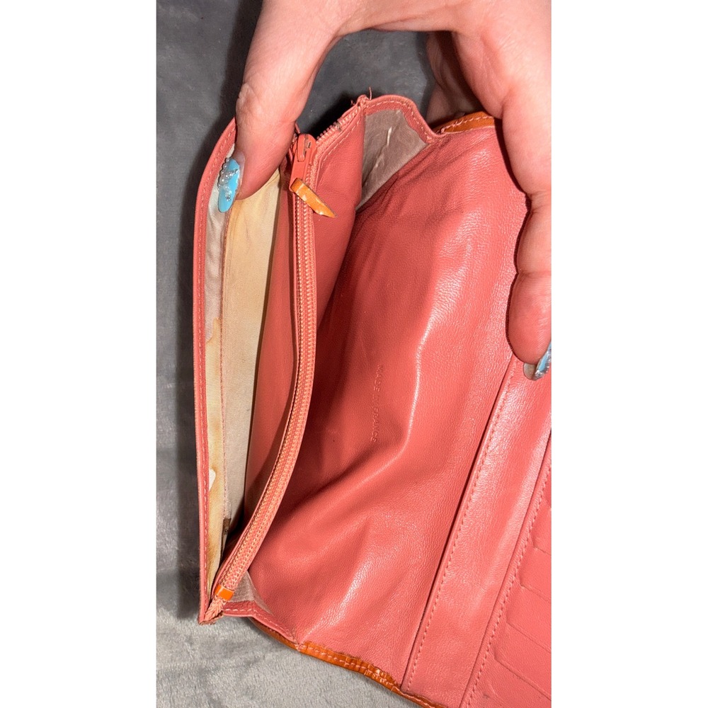 Chanel Vintage Orange Patent Leather Wallet on Chain Crossbody Bag CC Logo - Picture 6 of 10